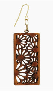 Wooden Daisy Bar Earrings