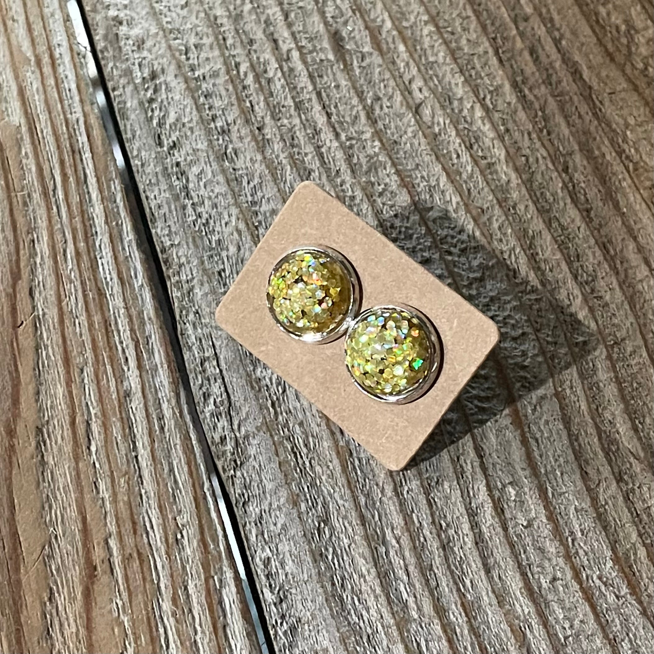 Glitter Round Dome 12mm Earrings