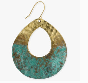 Hammered Gold Patina Teardrop Earrings