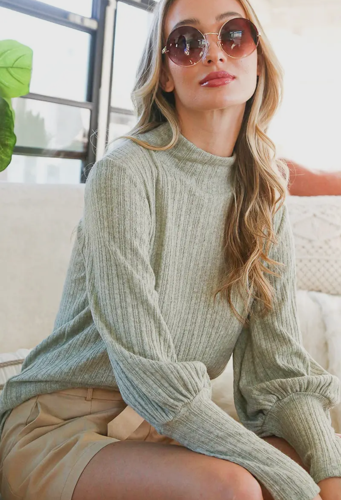 Lightweight Sage Knit Sweater
