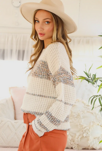 Multi-Colored Ribbon Color Block Sweater