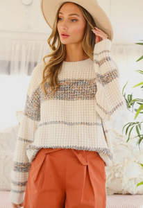 Multi-Colored Ribbon Color Block Sweater