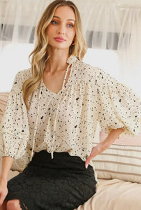 Black and White Splatter Print Top