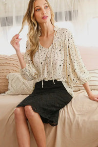 Black and White Splatter Print Top