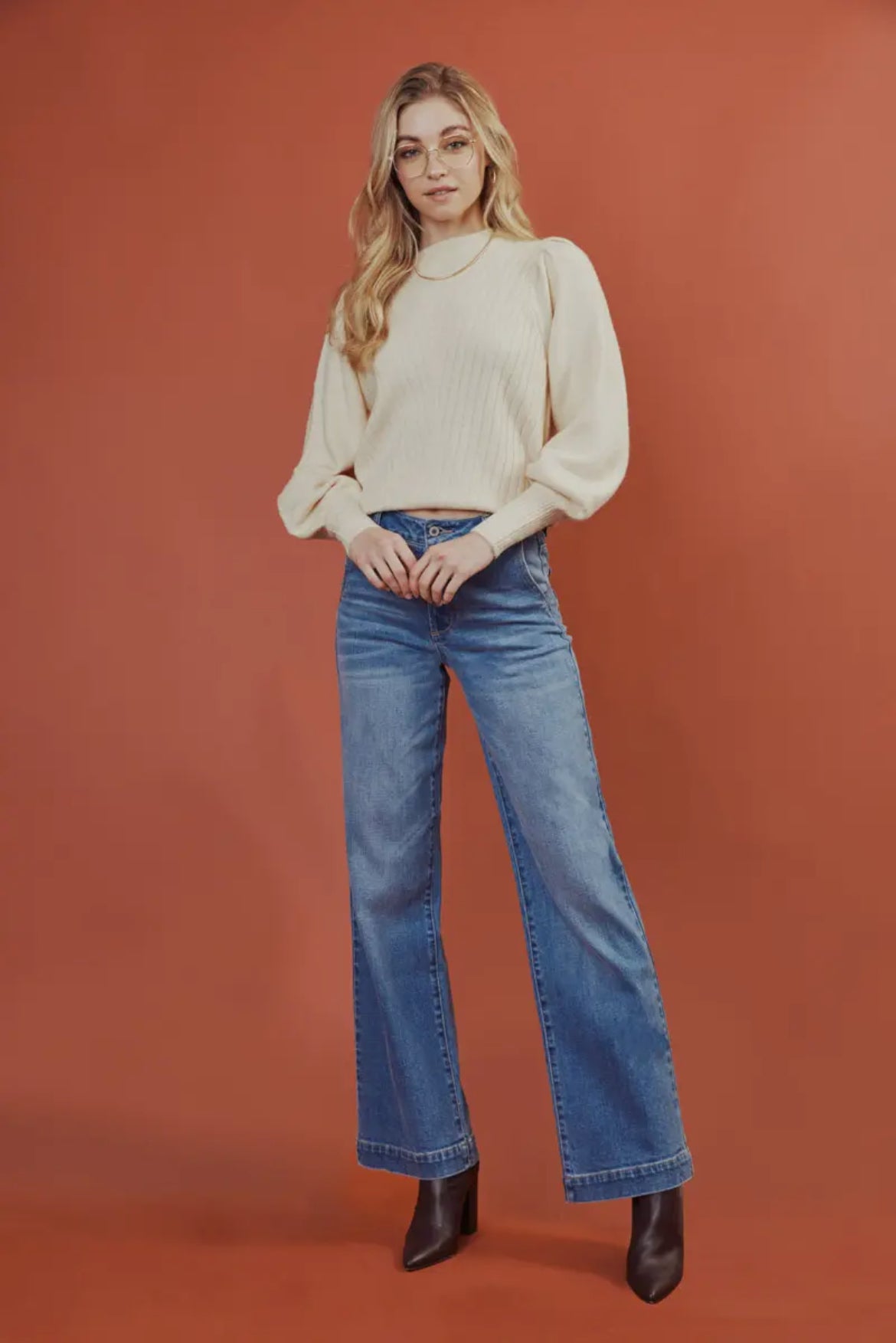 KanCan High Rise Wide Leg Trouser Jean