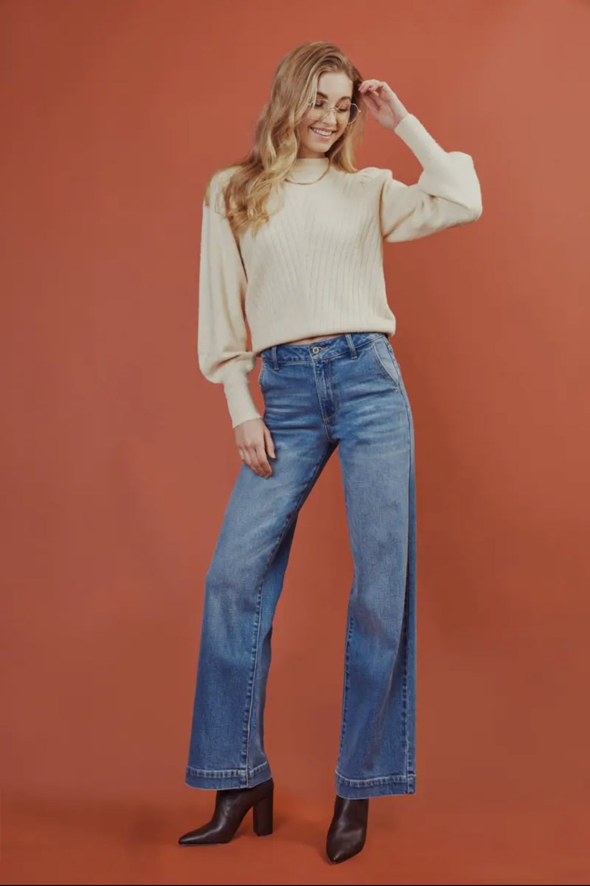 KanCan High Rise Wide Leg Trouser Jean