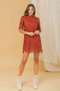 Rust Lace Shift Dress