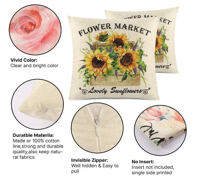 Sweet Sunflower Pillow Covers