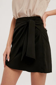 Black Mini Wrap Skirt