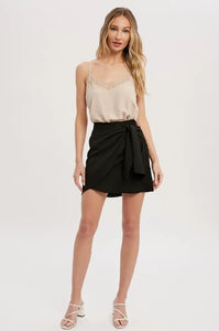 Black Mini Wrap Skirt