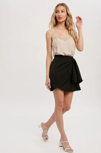 Black Mini Wrap Skirt