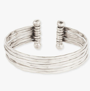 Hammered Metal 7 Strand Cuff Bracelet