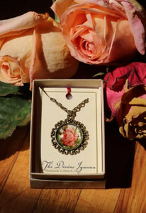 Victorian Tea Rose Pendant Necklace