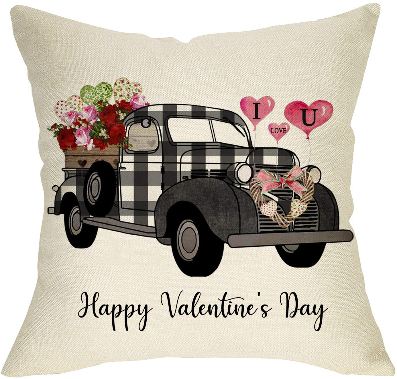 Buffalo Plaid Truck Happy Valentine's Day