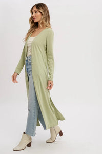 Ribbed Knit Maxi Cardigan