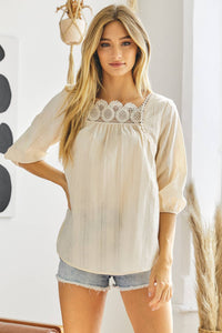 Lace Accent Cream Top