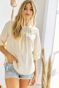 Lace Accent Cream Top