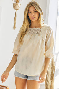 Lace Accent Cream Top