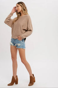 Boatneck Dolman Latte Sweater