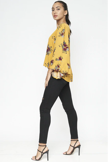 Mustard Floral Top