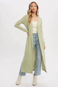 Ribbed Knit Maxi Cardigan