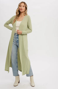 Ribbed Knit Maxi Cardigan