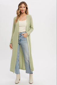 Ribbed Knit Maxi Cardigan